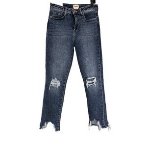 L'AGENCE High Line Skinny High Rise Distressed Jean in Dark Blue Size 27 New